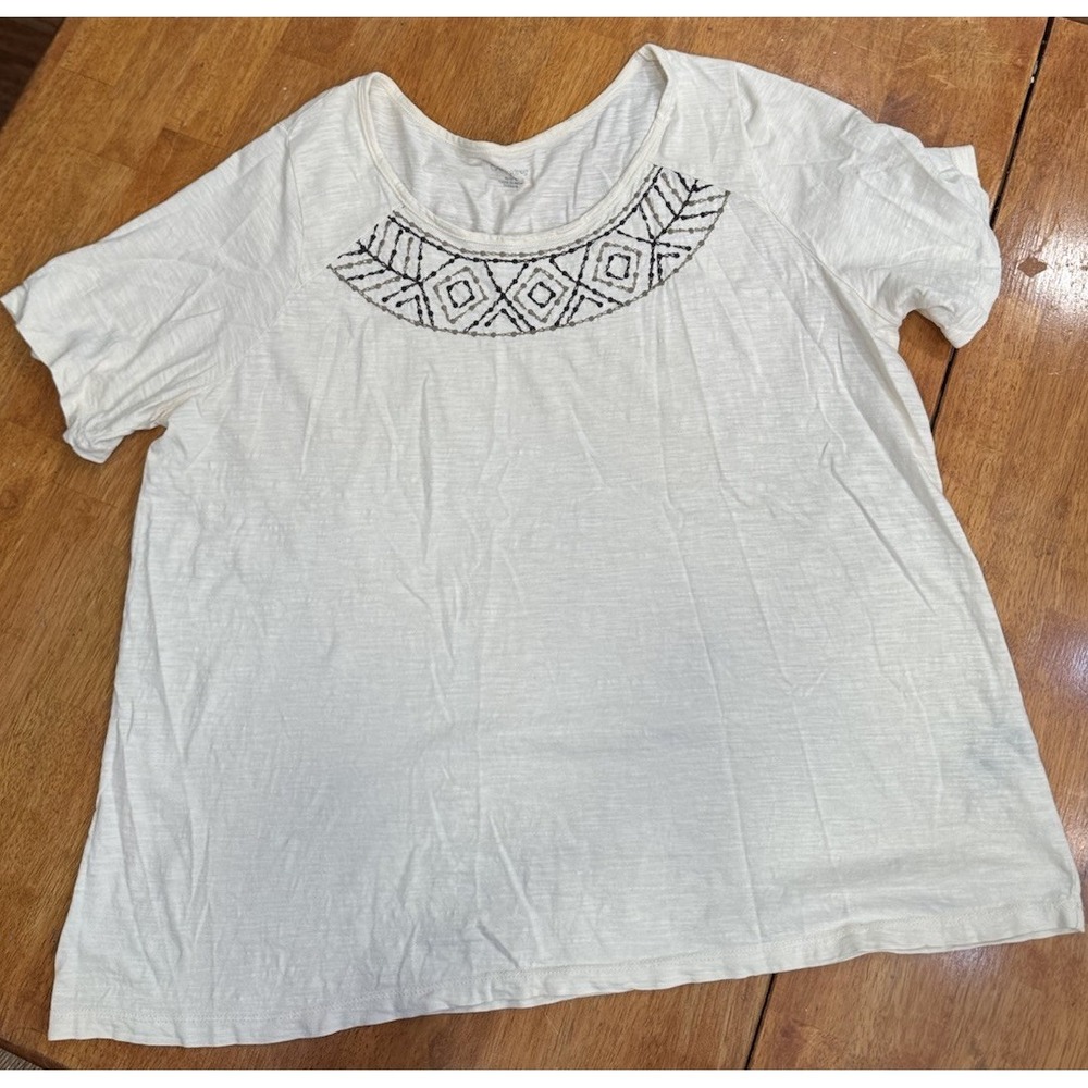NWT Catherines White 100% Cotton Boho Floral Embroidered Lace